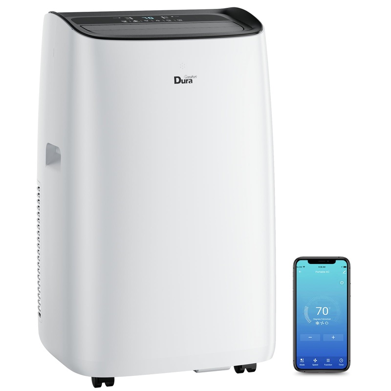 DuraComfort Portable Air Conditioners, 12000 BTU(Ashrae) Quiet AC Unit, Built-in Dehumidifier and Fan Modes, White | Bigbigmart.com