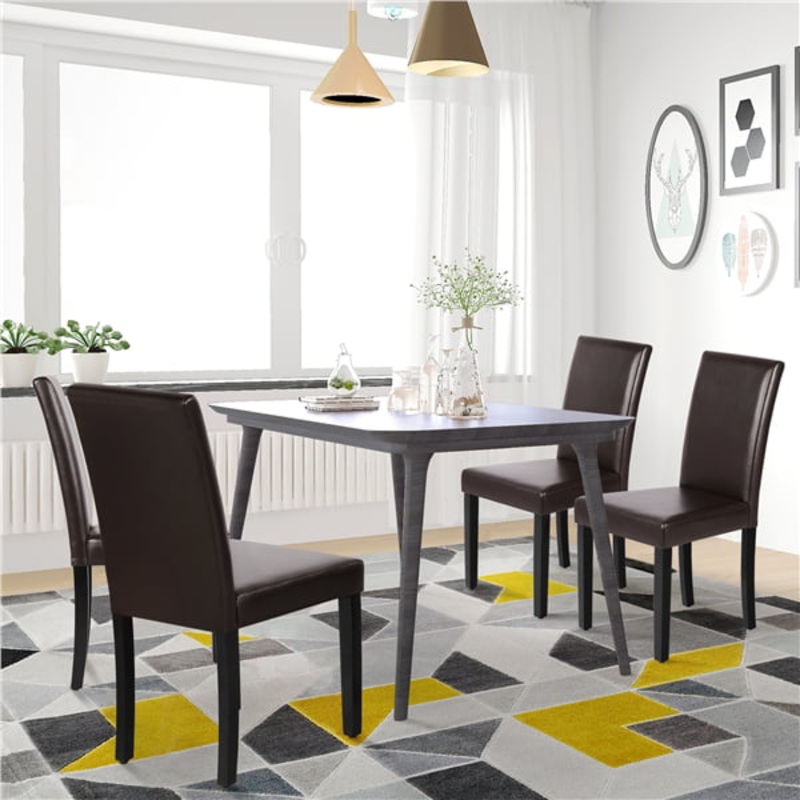 Easyfashion Modern Padded Leather Dining Chair for Home, Set of 4, Brown | Bigbigmart.com