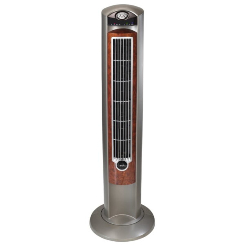 Lasko 42 Wind Curve Tower Fan with Ionizer and Remote, 2554, Gray/Woodgrain | Bigbigmart.com