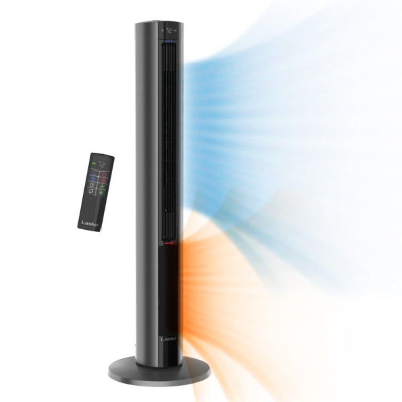 Lasko All Season Comfort Control Tower Fan and Space Heater in One with Remote, FH515, Grey | Bigbigmart.com