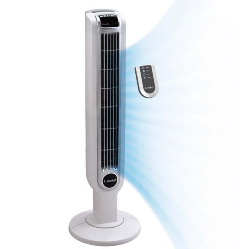 Lasko Portable 3-Speed Oscillating Tower Fan with Timer and Remote Control, 2510, White | Bigbigmart.com