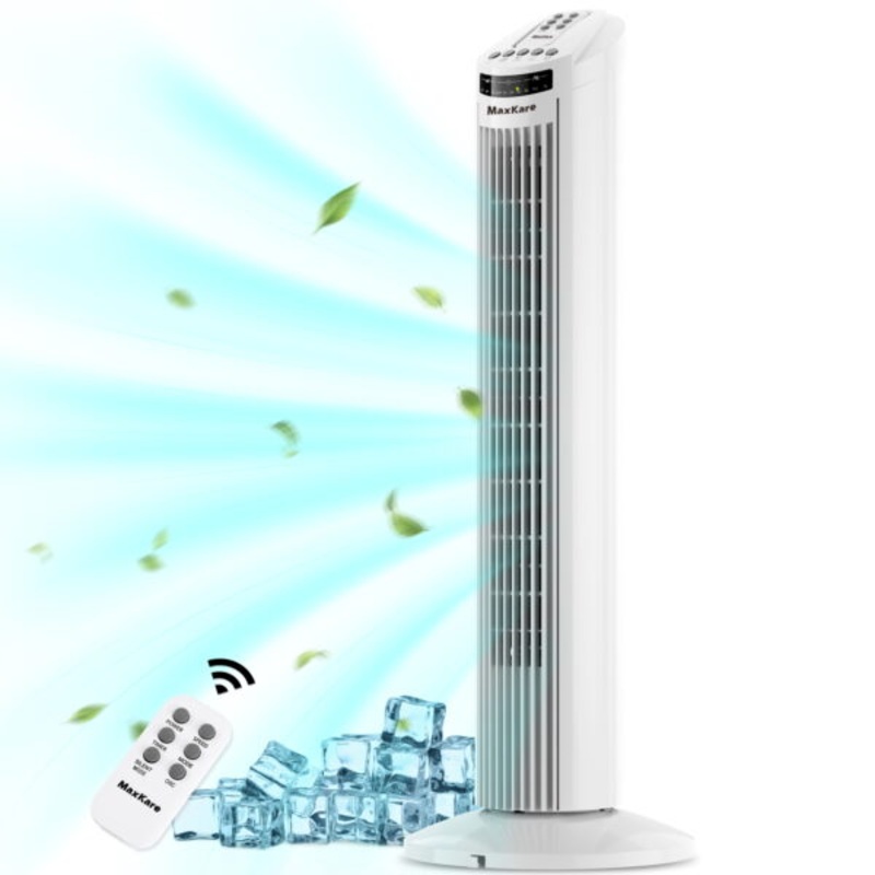 MaxKare 30 Tower Fan 120 Oscillating Fan 60dB Quiet Cooling Fan with Remote Control 3 Speeds 3 Wind Modes Timer – White | Bigbigmart.com
