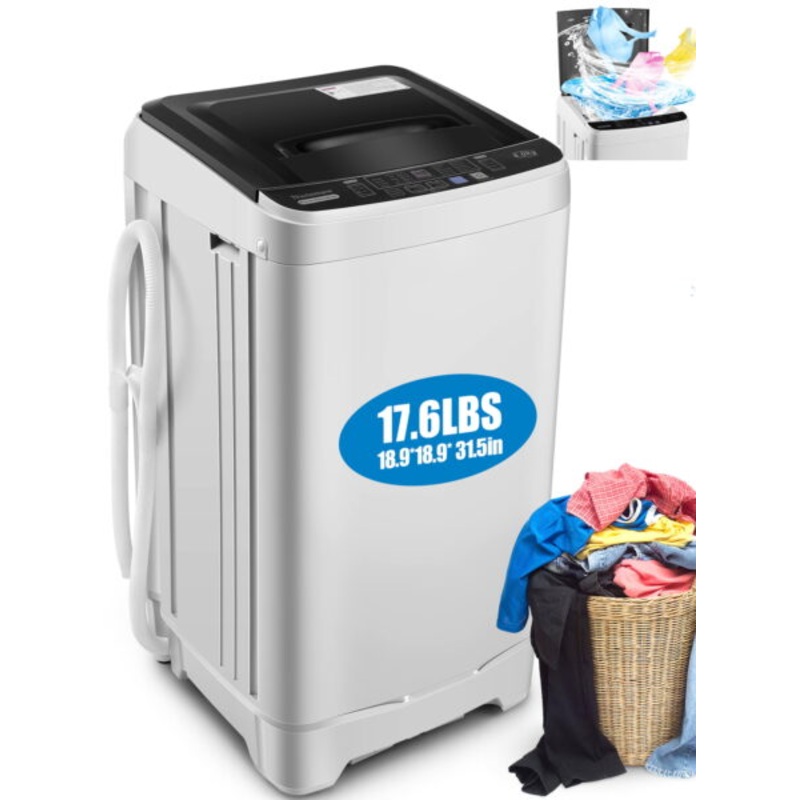 Portable Washing Machine, 17.6lbs Large Capacity Fully-Automatic Laundry Washer 1.9Cu.ft Washer Machine Ideal for Apartments Dorms Families | Bigbigmart.com