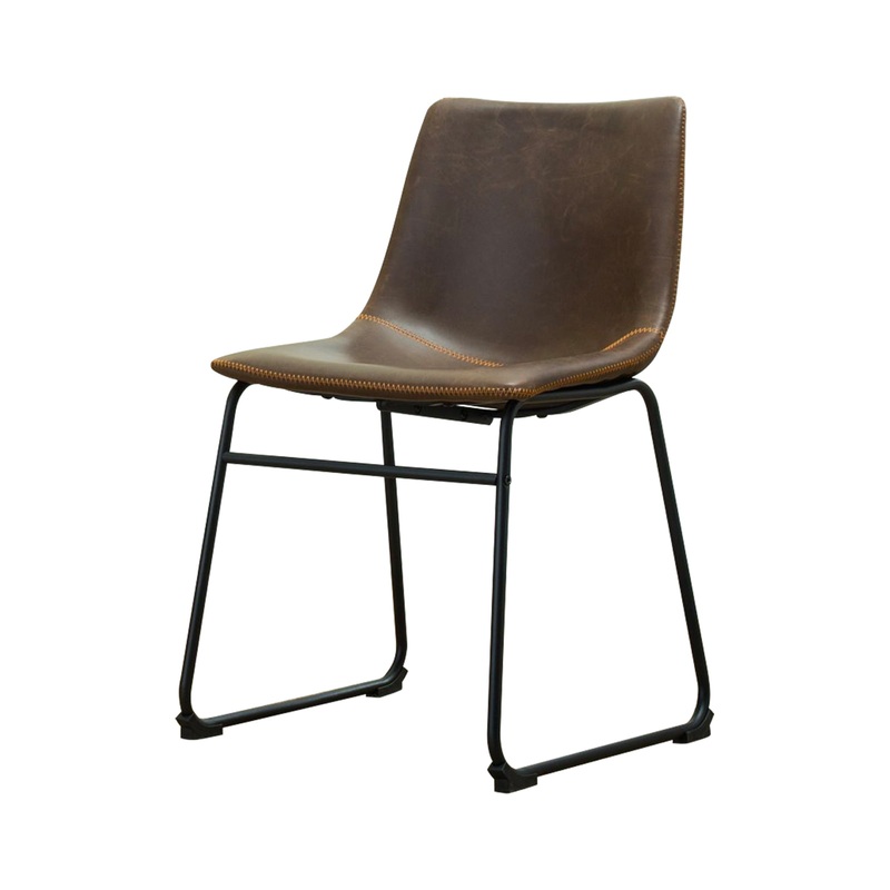 Roundhill Furniture Lotusville Vintage Faux Leather Dining Chair, Brown – Set of 2 | Bigbigmart.com