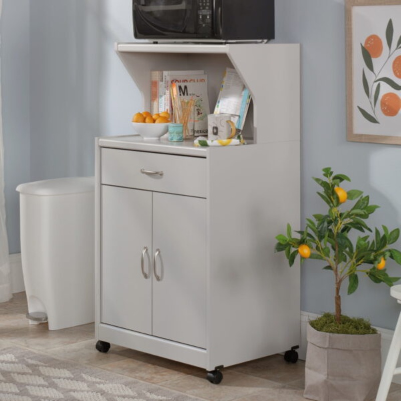 Sauder Microwave Kitchen Cart, Modern Grey Finish | Bigbigmart.com
