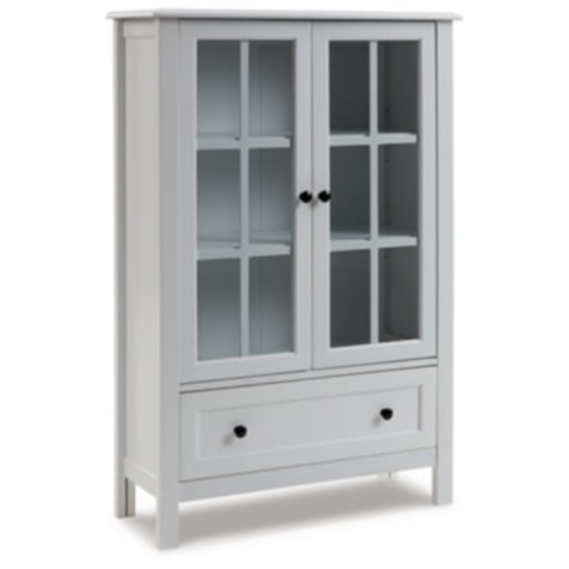 Signature Design by Ashley Miranda Farmhouse Adjustable Accent Cabinet or Wardrobe with Glass Doors, White | Bigbigmart.com