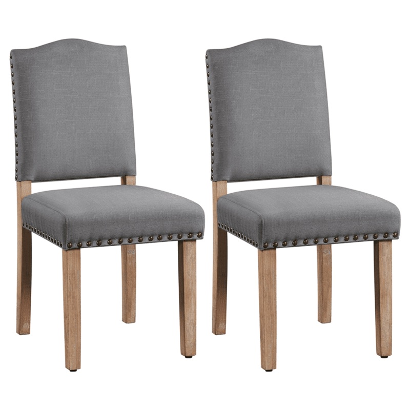 SMILE MART 2PCS Upholstered Parsons Dining Chairs for KitchenDark Gray | Bigbigmart.com