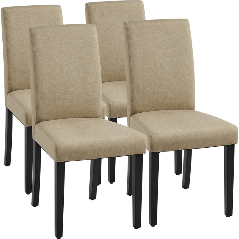 SMILE MART 4pcs Fabric Upholstered Parson Dining Chairs for Home, Khaki | Bigbigmart.com