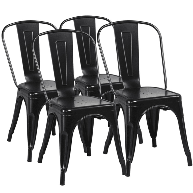 SMILE MART Dining Chair, Set of 4, Black | Bigbigmart.com