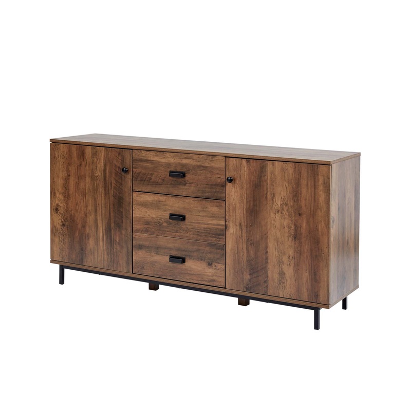 Teamson Home Brooklyn Sideboard with Storage Plus Metal Legs and Handles, Brown | Bigbigmart.com
