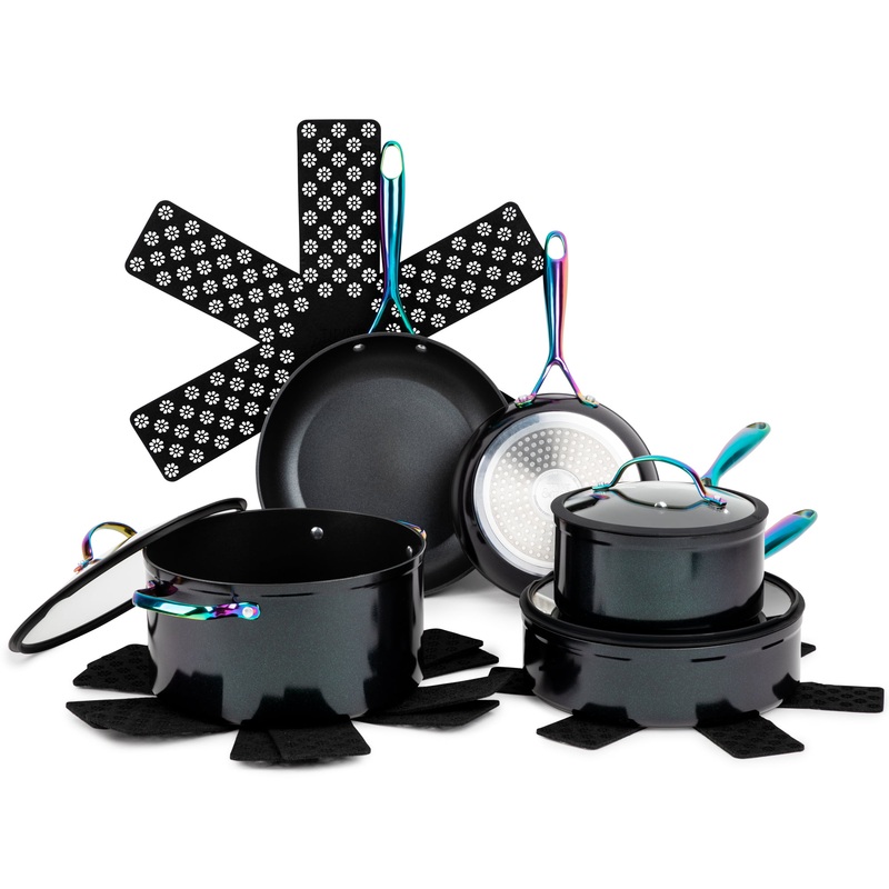 Thyme & Table Nonstick 12-Piece Cookware Set, Rainbow | Bigbigmart.com