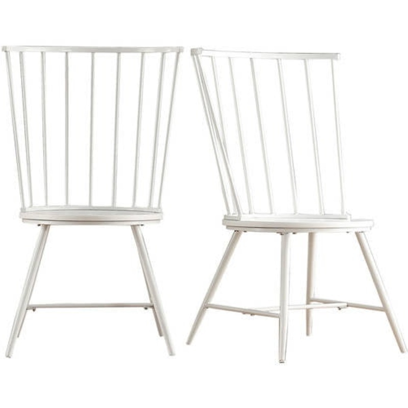 Weston Home Chelsea Dining Chair, Set of 2, White, 39 H x 21.5 W x 22.5 L | Bigbigmart.com