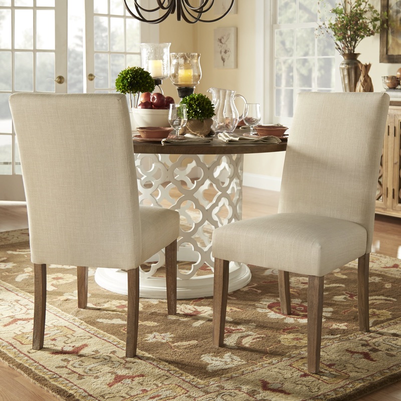 Weston Home Josephine Linen Parsons Dining Chairs, Set of 2, Beige | Bigbigmart.com