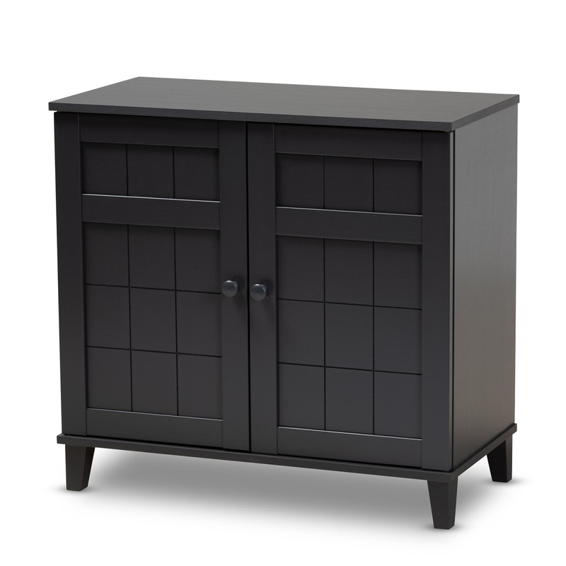Baxton Studio Glidden Modern and Contemporary Dark Grey Finished 4-Shelf Wood Shoe Storage Cabinet | Bigbigmart.com