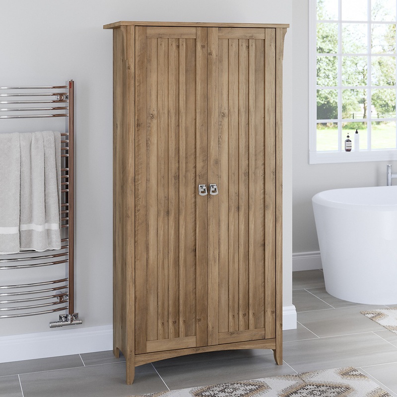 Bush Furniture Salinas Bathroom Storage Cabinet with Doors, Green | Bigbigmart.com