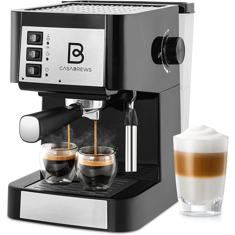 Casabrews 20 Bar Espresso Machine Coffee Maker W/ 50 oz Water Tank and Milk Frother Wand, Black | Bigbigmart.com