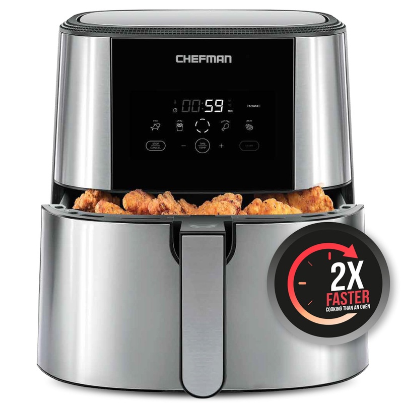 Chefman TurboFry Air Fryer, 8-Qt Capacity, BPA-Free, Dishwasher Safe Basket, One-Touch Presets, Black | Bigbigmart.com