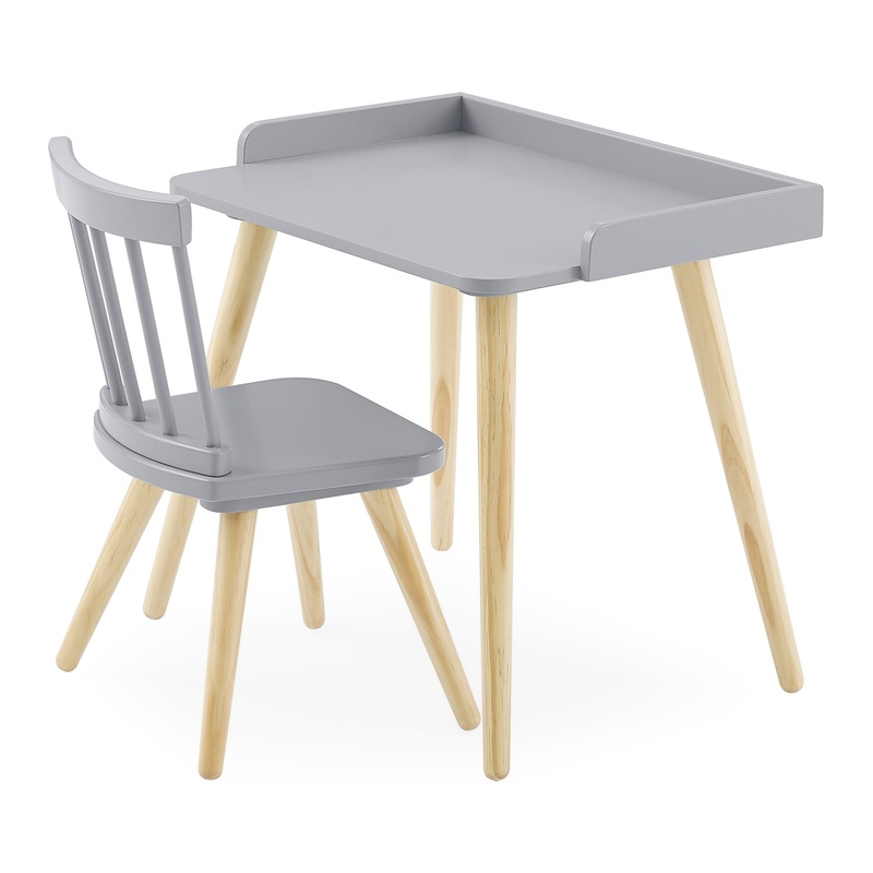 Delta Children Essex Desk & Chair Set, Green Guard Gold Certified, Greenguard Gold Certified, Grey/Natural | Bigbigmart.com