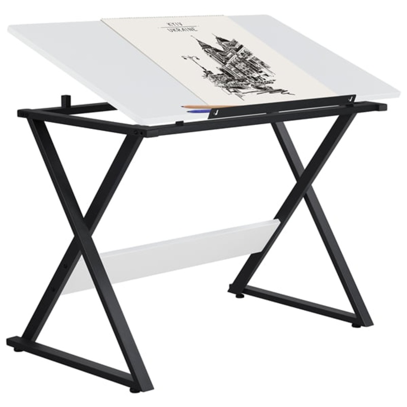Easyfashion Drawing Board Hobby Drafting Table, White/Black | Bigbigmart.com