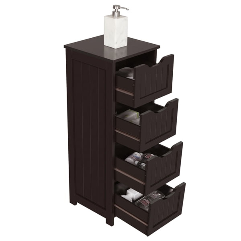 Easyfashion WoodenStorageCabinet Organizer with 4 Drawers for Bathroom, Espresso | Bigbigmart.com