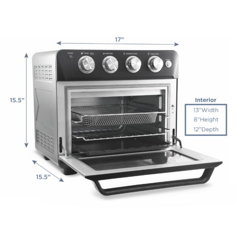 Elite Gourmet x-large 25L Air Fryer Oven with Interior Light, Black | Bigbigmart.com