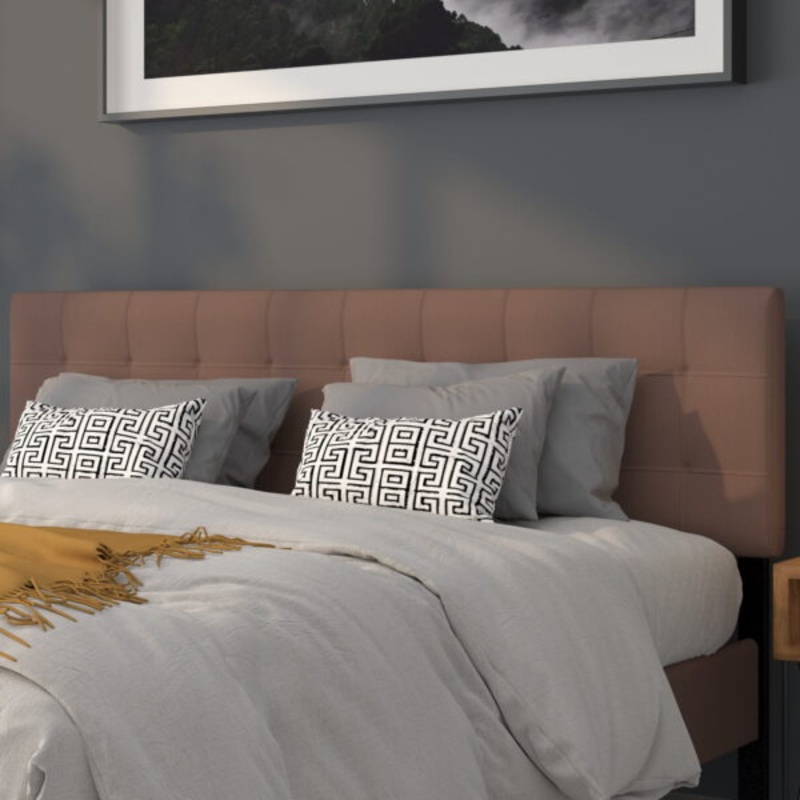 Flash Furniture Bedford Tufted Upholstered King Size Headboard in Camel Fabric | Bigbigmart.com