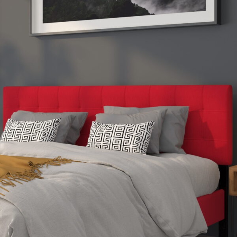 Flash Furniture Bedford Tufted Upholstered King Size Headboard in Red Fabric | Bigbigmart.com