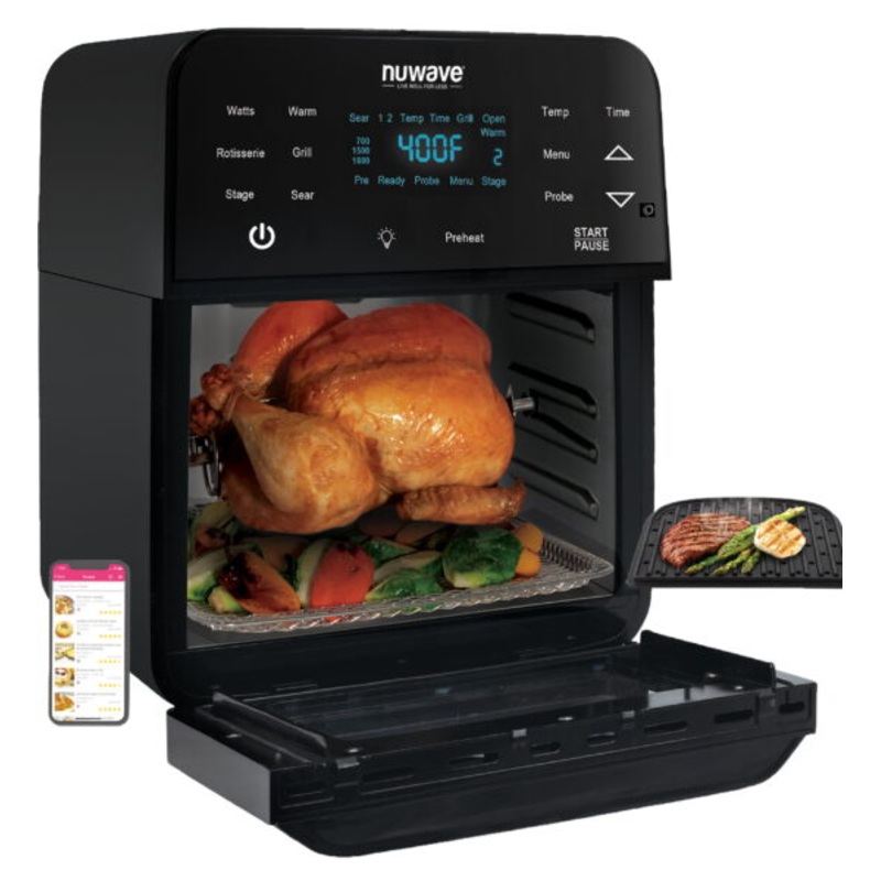 NuWave Brio 15.5-Quart Large Capacity Air Fryer Smart Oven, Powerful 1800W Multilayer Oven | Bigbigmart.com