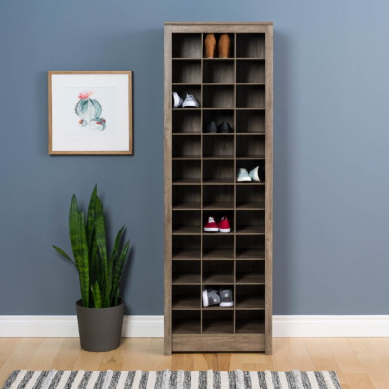 Prepac 12 Tier Entryway Storage Shoe Rack, 36 Pair Rack, Gray | Bigbigmart.com