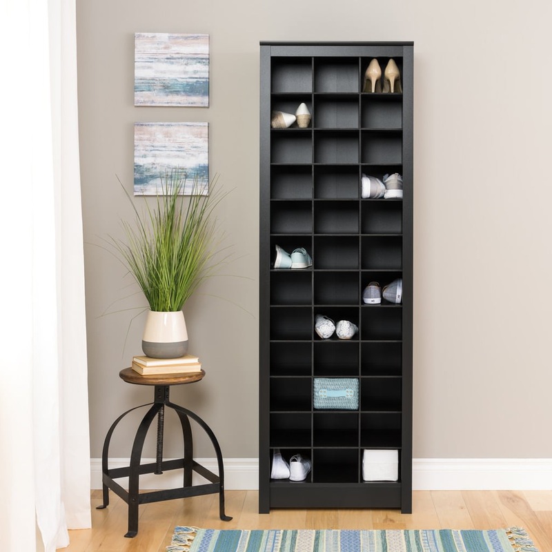 Prepac Space-Saving 36 Pair Shoe Storage Cabinet With Cubbies, Black | Bigbigmart.com