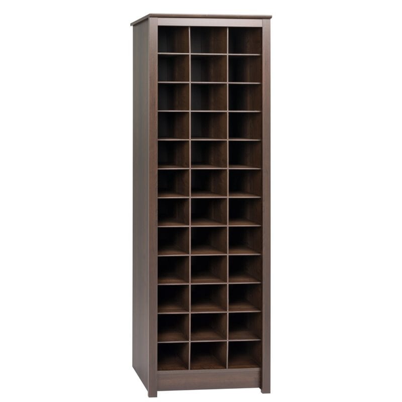 Prepac Space-Saving 36 Pair Shoe Storage Cabinet With Cubbies, Espresso | Bigbigmart.com
