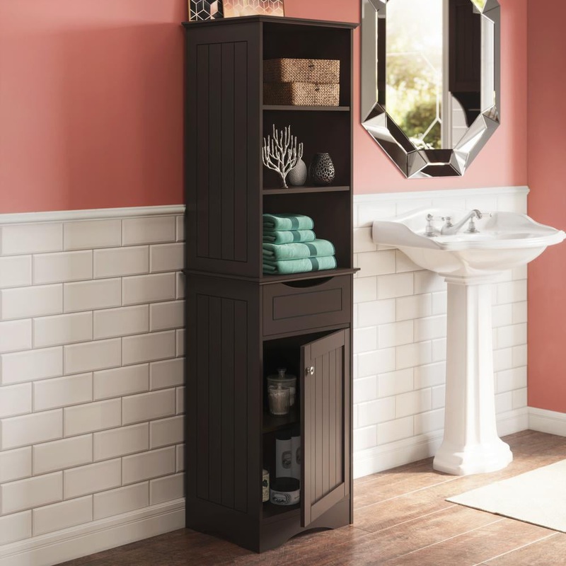 RiverRidge Home Ashland Collection Tall Linen Storage Cabinet for Bathroom Storage | Bigbigmart.com