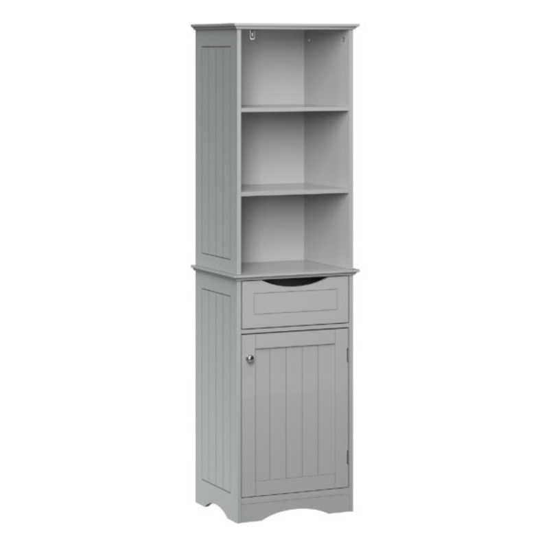 RiverRidge Home Ashland Tall Linen Storage Cabinet with Drawer, Gray | Bigbigmart.com