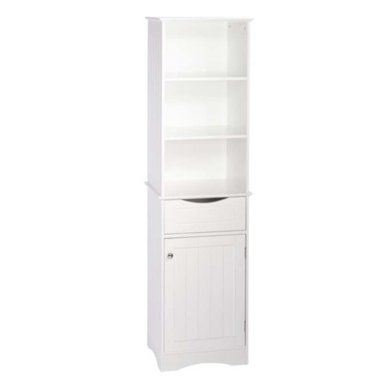 RiverRidge Home Ashland Tall Linen Storage Cabinet with Drawer, White | Bigbigmart.com