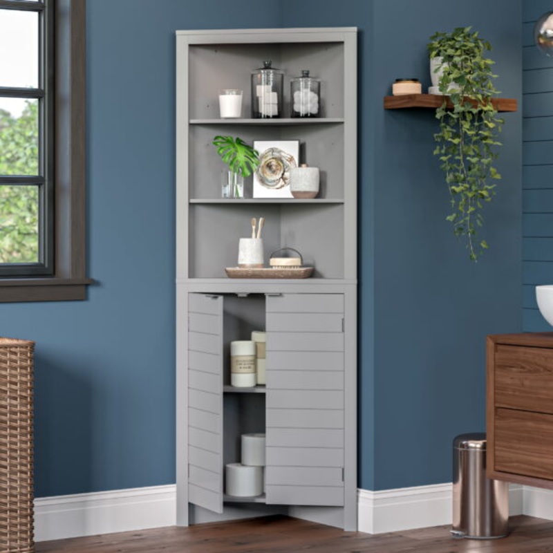 RiverRidge Home Madison Tall Corner Cabinet, Gray | Bigbigmart.com