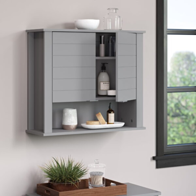 RiverRidge Home Madison Two-Door Wall Storage Cabinet, Gray | Bigbigmart.com
