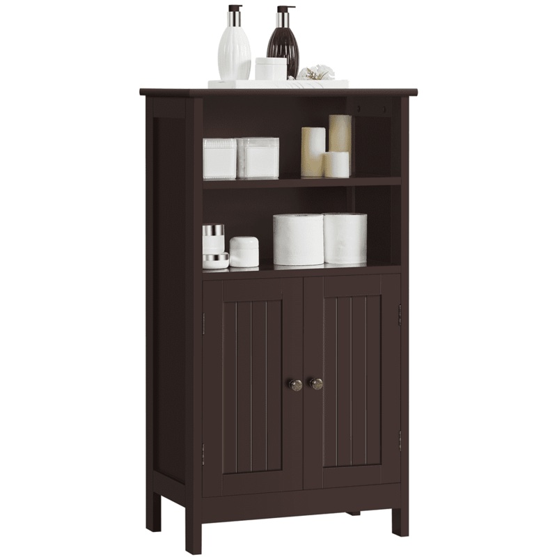 SMILE MART 5-Tier Wooden Bathroom Floor Cabinet, Espresso | Bigbigmart.com