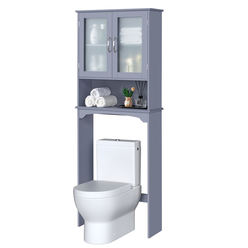 SMILE MART 9 Width Over the Toilet Storage Cabinet 3-Shelf for Bathroom, Gray | Bigbigmart.com