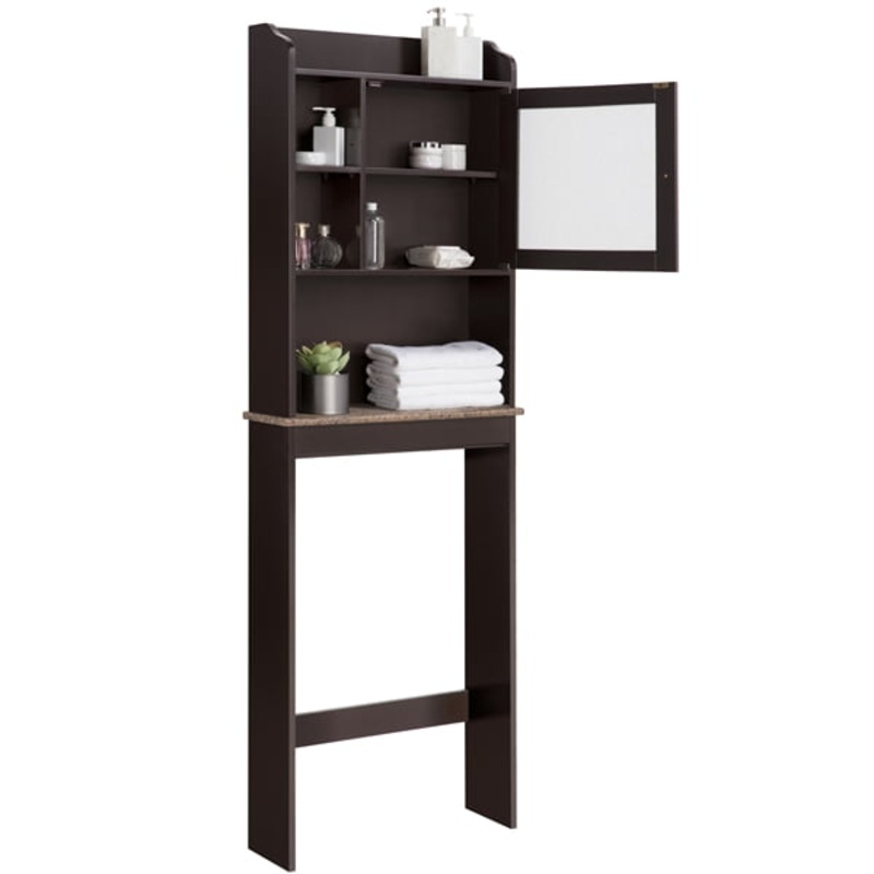 SMILE MART Wooden over Toilet Cabinet Bathroom Space Saver Storage Cabinet with Glass Door | Bigbigmart.com