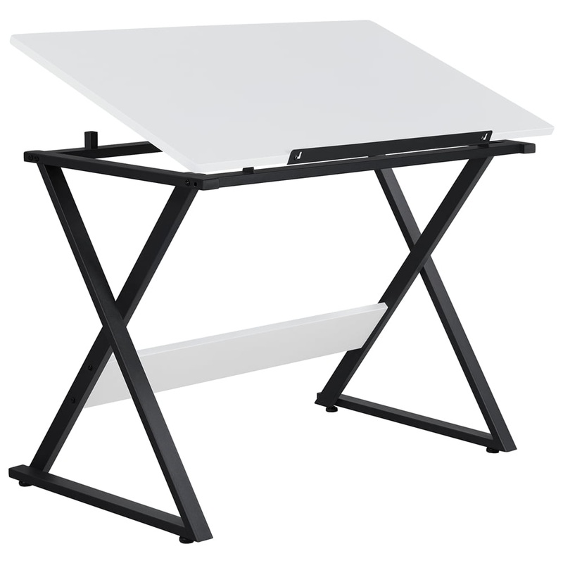 SmileMart Drawing Board with Adjustable Split Top Tabletop, White/Black | Bigbigmart.com