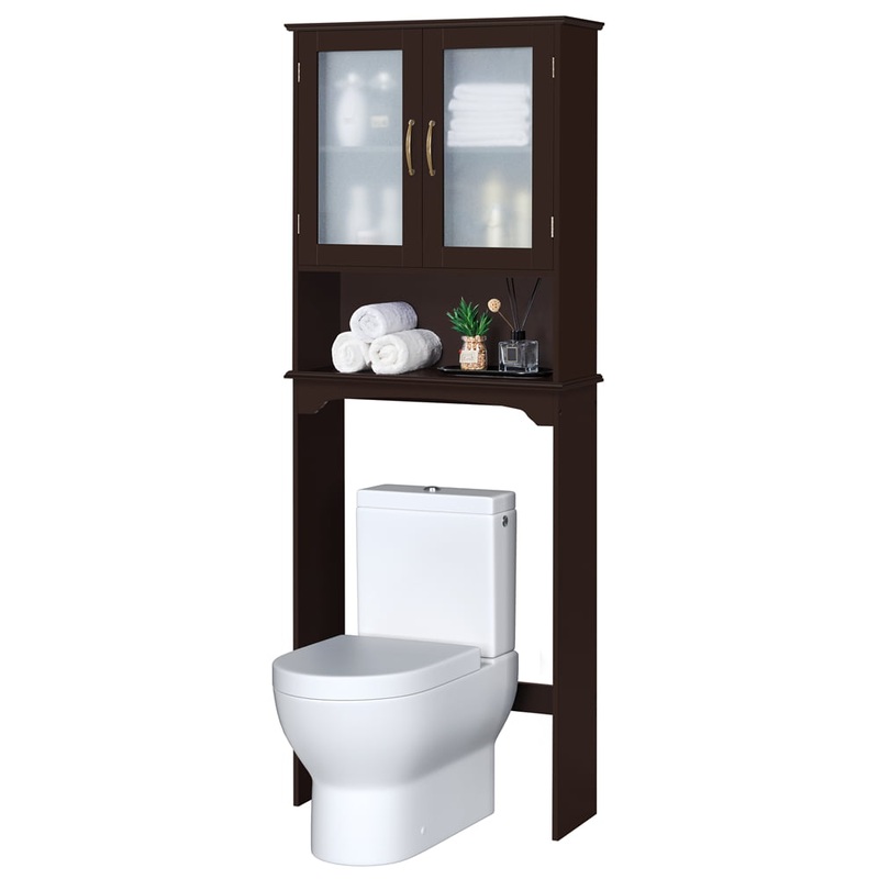 SmileMart Modern Over the Toilet Storage Cabinet Space Saver for Bathroom, Espresso | Bigbigmart.com