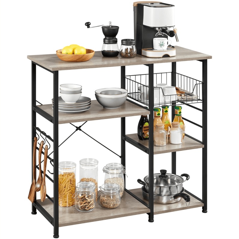 SmileMart Vintage Metal Frame Kitchen Baker’s Rack,Gray | Bigbigmart.com