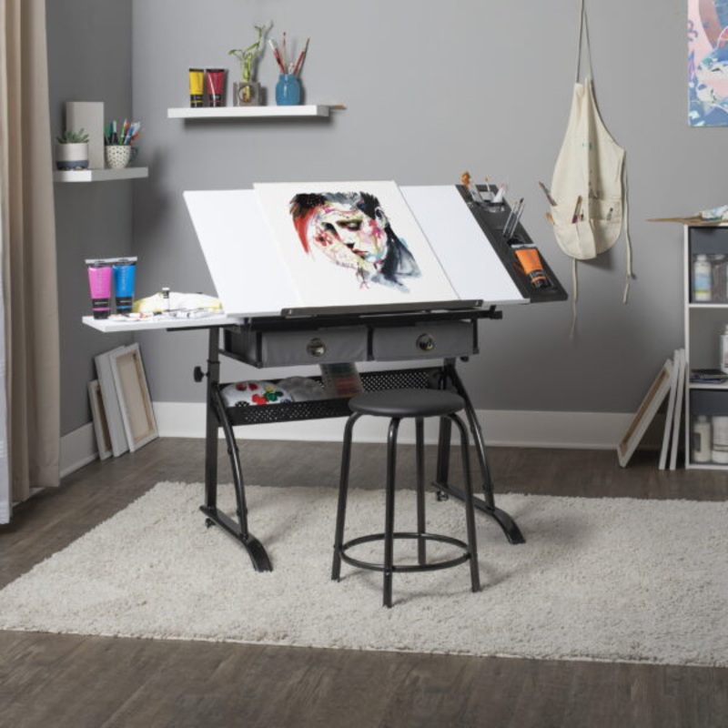 Studio Designs Core Drafting Table and Stool 2 Pc. Craft and Drawing Center | Bigbigmart.com