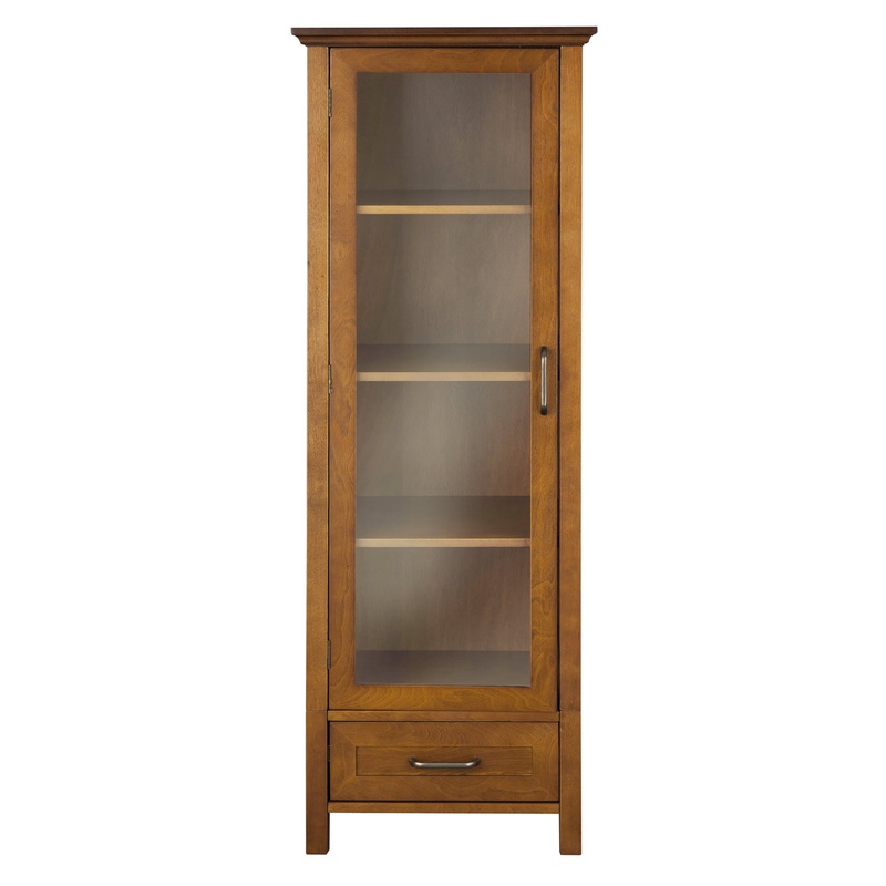 Teamson Home Avery Wooden Linen Tower Cabinet with Storage, Oiled Oak | Bigbigmart.com