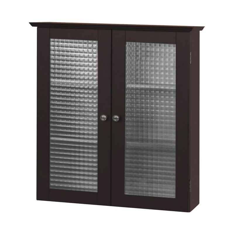 Teamson Home Chesterfield Removable Wooden Wall Cabinet with 2 Waffle Glass Doors, Espresso | Bigbigmart.com