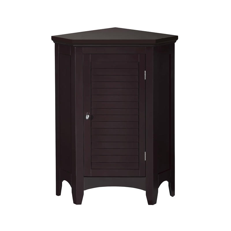 Teamson Home Glancy Wooden Corner Floor Cabinet with Shutter Door, Dark Brown | Bigbigmart.com