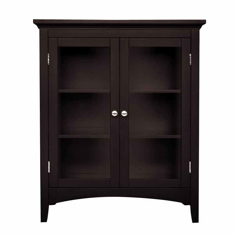 Teamson Home Madison Wooden Storage Floor Cabinet with 2 Glass Doors, Espresso | Bigbigmart.com