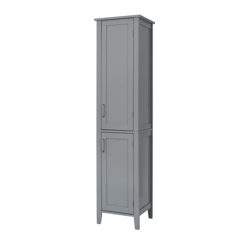 Teamson Home Mercer Mid Century Modern Bathroom Linen Tower Storage with Two Doors, Gray | Bigbigmart.com