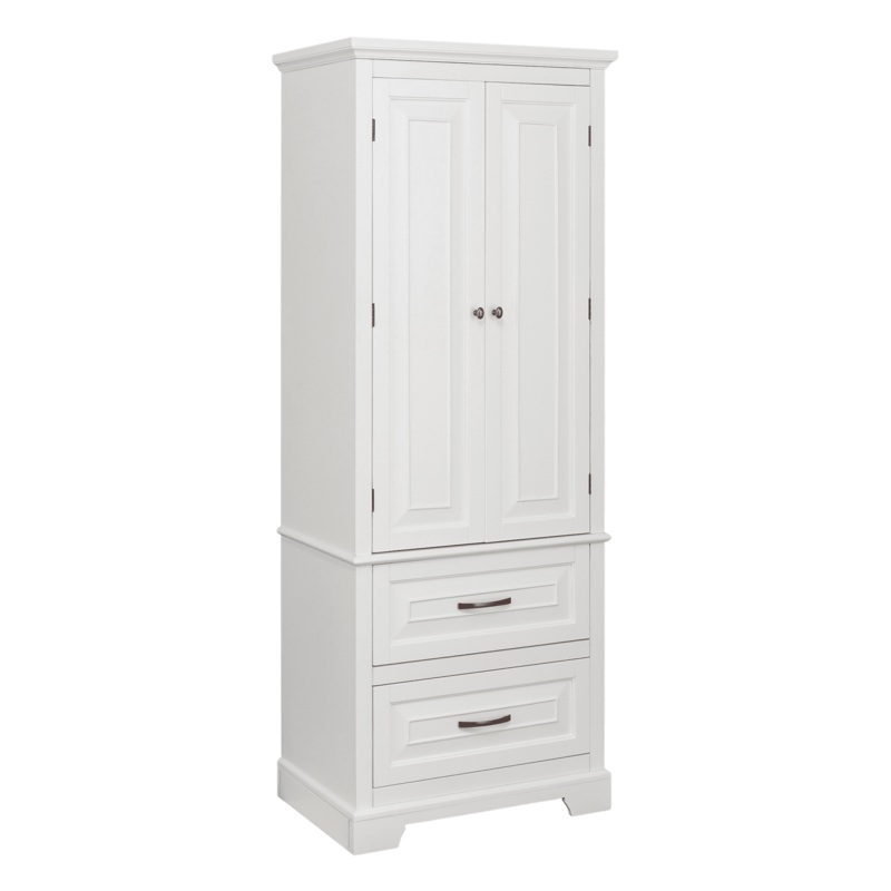 Teamson Home St. James Wooden Linen Tower Cabinet with 2 Drawers, White | Bigbigmart.com