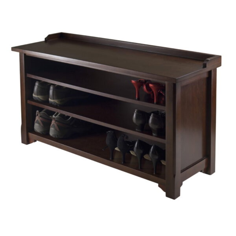 Winsome Wood Dayton Bench, Shoe Storage, Walnut Finish | Bigbigmart.com